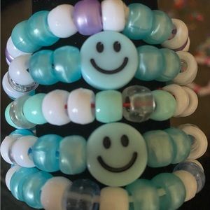 Bracelet set of five, blue themed.